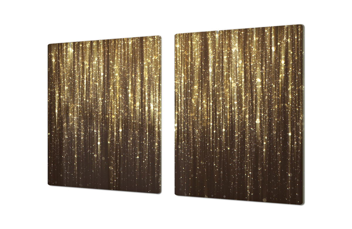 Gigantic Worktop saver and Pastry Board - Tempered GLASS Cutting Board - MEASURES: SINGLE: 80 x 52 cm; DOUBLE: 40 x 52 cm; DD38 Golden Waves Series: Gold glitter