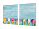 ENORME tabla de cortar de VIDRIO templado - Serie de flores DD06A Coloridos Tulipanes 1