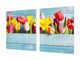GIGANTE Copri-piano cottura a induzione – ENORME tagliere in VETRO temperato; Serie di fiori DD06A: Tulipani colorati 2
