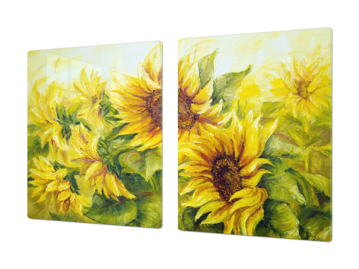 ENORMOUS  Tempered GLASS Chopping Board - Flower series DD06A Sunflower 3