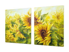 ENORMOUS  Tempered GLASS Chopping Board - Flower series DD06A Sunflower 3