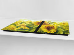 ENORMOUS  Tempered GLASS Chopping Board - Flower series DD06A Sunflower 3
