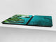 BIG KITCHEN BOARD & Induction Cooktop Cover – Glass Pastry Board – SINGLE: 80 x 52 cm (31,5” x 20,47”); DOUBLE: 40 x 52 cm (15,75” x 20,47”); DD41 Tropical Leaves Series: Tropical leaves background