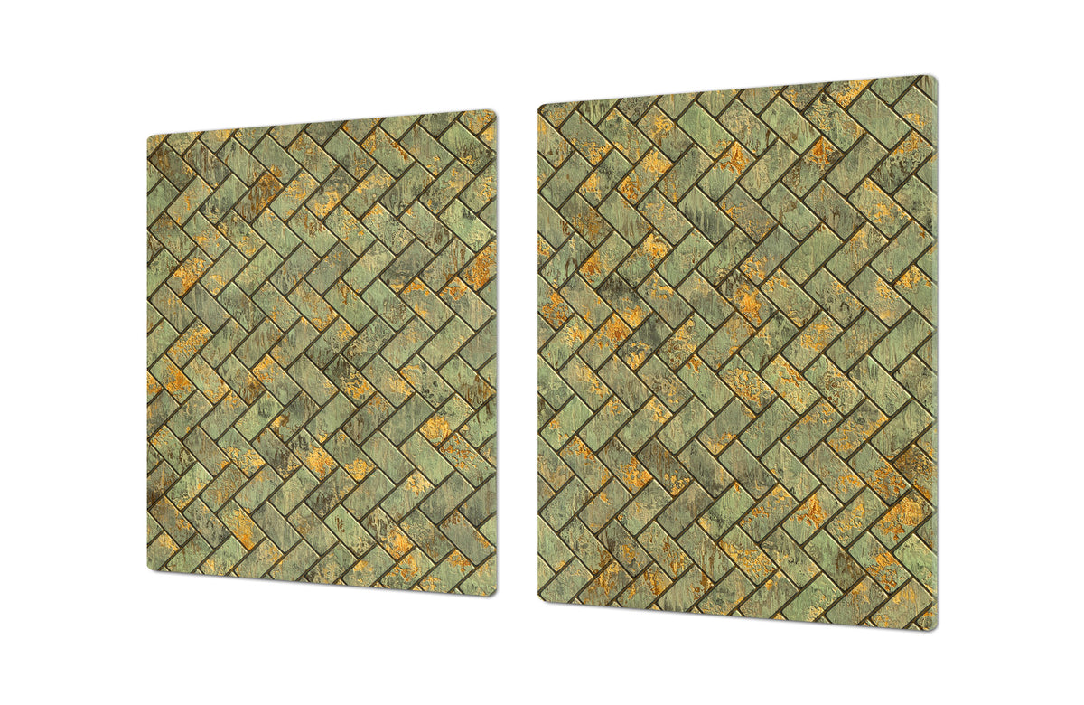 GIGANTIC CUTTING BOARD and Cooktop Cover - Glass Kitchen Board DD35 Textures and tiles 1 Series: Tiny golden tiles