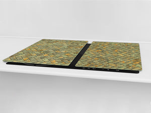 GIGANTIC CUTTING BOARD and Cooktop Cover - Glass Kitchen Board DD35 Textures and tiles 1 Series: Tiny golden tiles