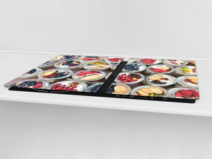 Enorm Küchenbrett aus Hartglas und Induktionskochplattenabdeckung; Food series DD16: Yogurt dessert