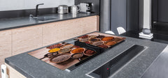 Schneidbrett aus Hartglas und schützende Arbeitsoberfläche – Schneideplatten: Sehr groß Küchenbrett aus Hartglas und Kochplattenabdeckung; spice series DD03B: Indian spices 2