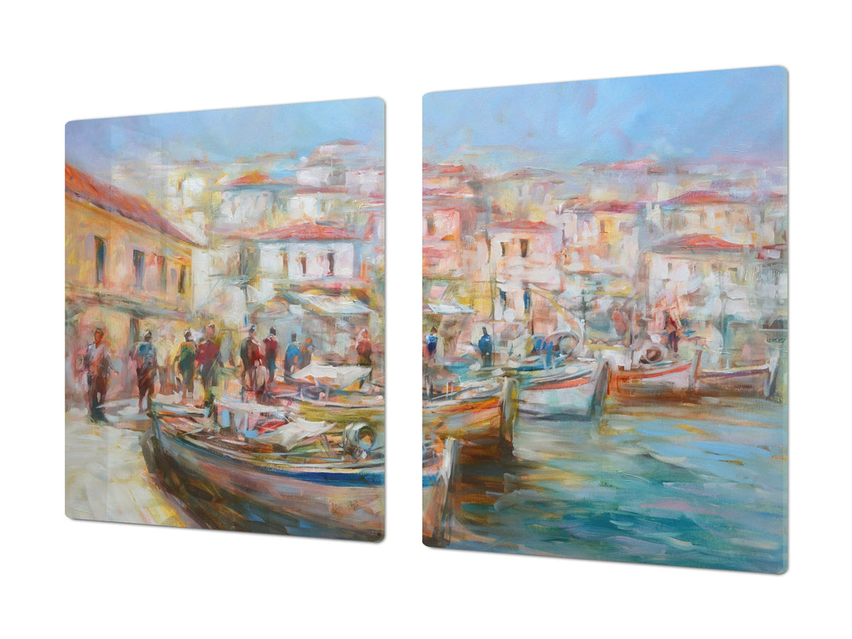 TRES GRAND - Couvre-cuisinière à induction; Série d'images DD05A: Bateaux italiens