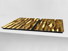 Gigantic Worktop saver and Pastry Board - Tempered GLASS Cutting Board - MEASURES: SINGLE: 80 x 52 cm; DOUBLE: 40 x 52 cm; DD38 Golden Waves Series: Liquid gold 1