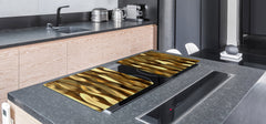 Gigantic Worktop saver and Pastry Board - Tempered GLASS Cutting Board - MEASURES: SINGLE: 80 x 52 cm; DOUBLE: 40 x 52 cm; DD38 Golden Waves Series: Liquid gold 1