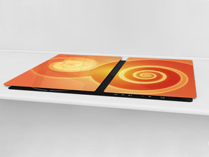 UNIQUE Tempered GLASS Kitchen Board – Abstract Series DD14 Orange theme