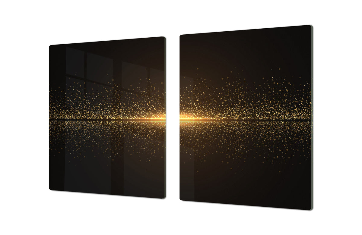 Gigantic Worktop saver and Pastry Board - Tempered GLASS Cutting Board - MEASURES: SINGLE: 80 x 52 cm; DOUBLE: 40 x 52 cm; DD38 Golden Waves Series: Sparkling golden dust