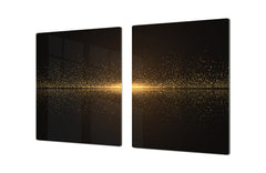 Gigantic Worktop saver and Pastry Board - Tempered GLASS Cutting Board - MEASURES: SINGLE: 80 x 52 cm; DOUBLE: 40 x 52 cm; DD38 Golden Waves Series: Sparkling golden dust