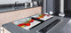 Enorm Küchenbrett aus Hartglas und Induktionskochplattenabdeckung; Fruit and Vegetables series DD02: Strawberries