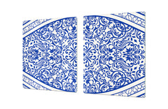 HUGE Cutting Board – Worktop saver and Pastry Board – Glass Kitchen Board DD37 Vintage leaves and patterns Series: Blue Spanish mosaic