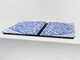 HUGE Cutting Board – Worktop saver and Pastry Board – Glass Kitchen Board DD37 Vintage leaves and patterns Series: Blue Spanish mosaic