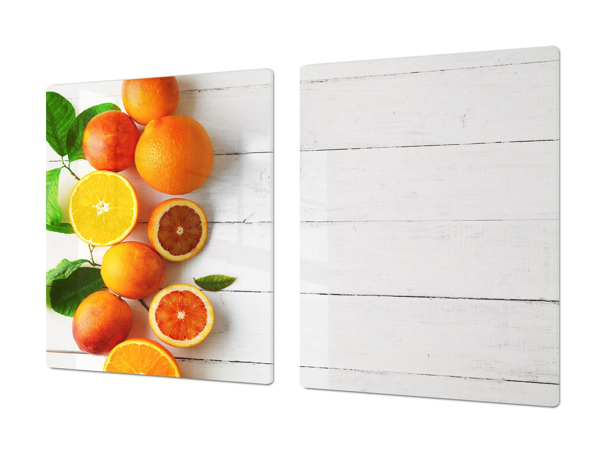 UNIQUE Tempered GLASS Kitchen Board Fruit and Vegetables series DD02 Oranges