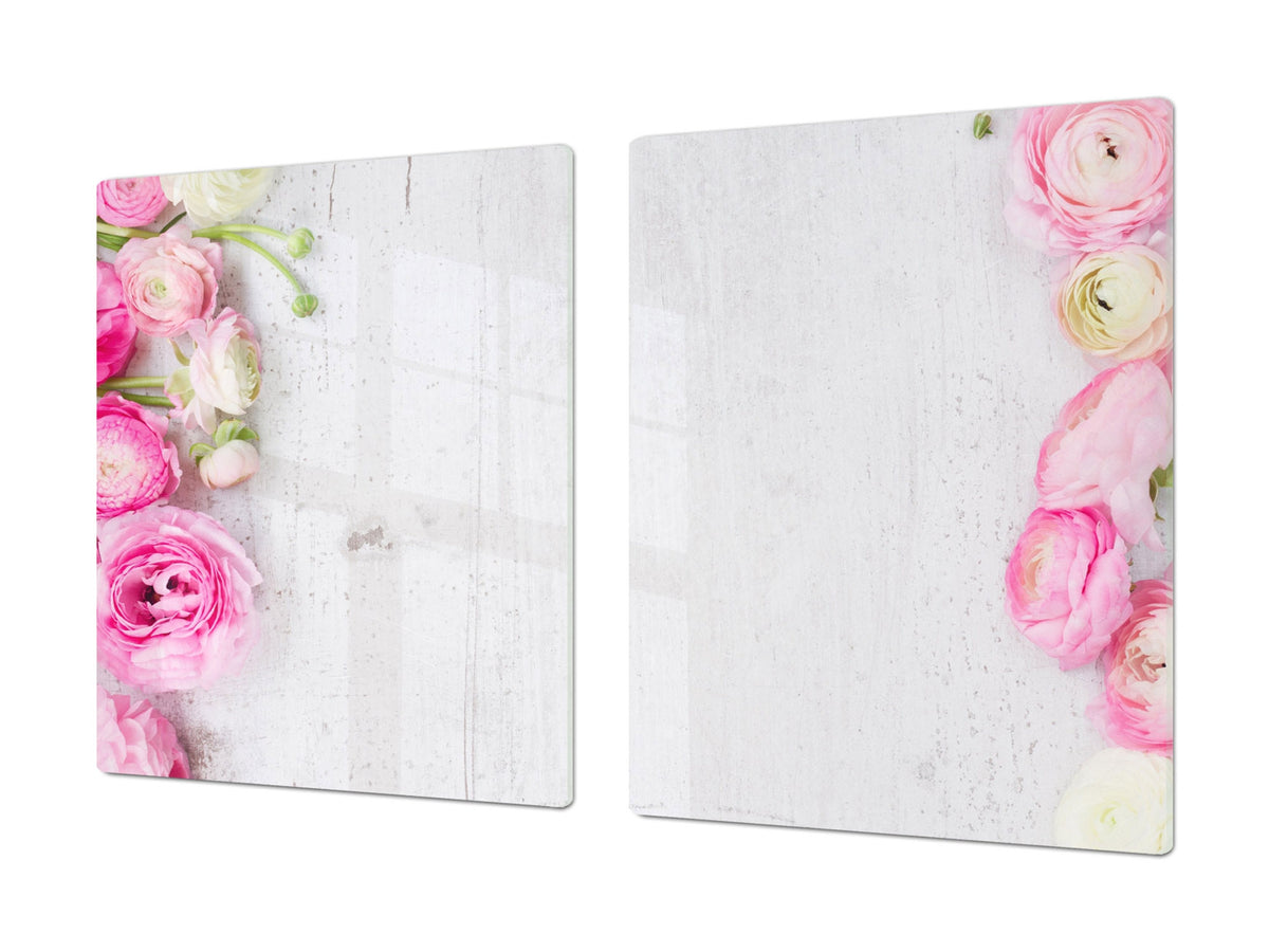ENORMOUS  Tempered GLASS Chopping Board - Flower series DD06A Peony flower
