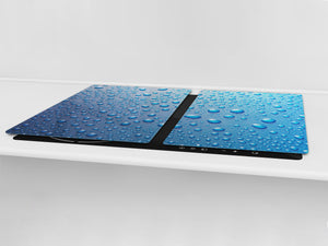 Gigante Tabla para picar de cristal templado o cubre vitro – Salvaencimera - Serie Agua DD10 Gotas de agua 1