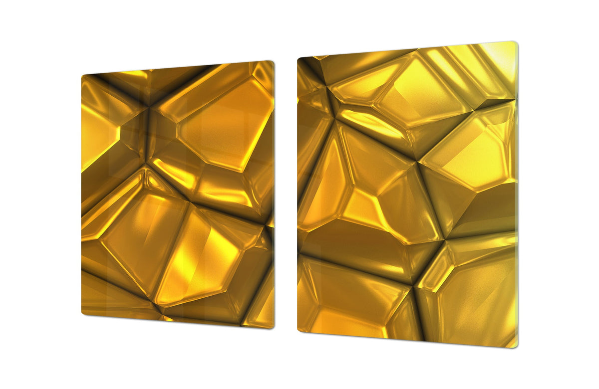 Gigantic Worktop saver and Pastry Board - Tempered GLASS Cutting Board - MEASURES: SINGLE: 80 x 52 cm; DOUBLE: 40 x 52 cm; DD38 Golden Waves Series: Gold bars