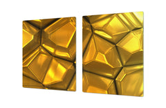 Gigantic Worktop saver and Pastry Board - Tempered GLASS Cutting Board - MEASURES: SINGLE: 80 x 52 cm; DOUBLE: 40 x 52 cm; DD38 Golden Waves Series: Gold bars
