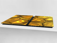 Gigantic Worktop saver and Pastry Board - Tempered GLASS Cutting Board - MEASURES: SINGLE: 80 x 52 cm; DOUBLE: 40 x 52 cm; DD38 Golden Waves Series: Gold bars