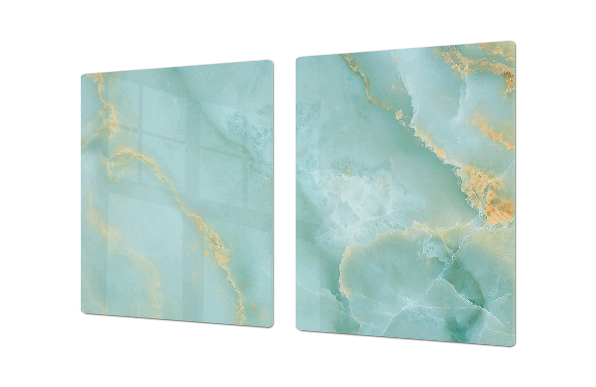 Gigantic Worktop saver and Pastry Board - Tempered GLASS Cutting Board DD21 Marbles 1 Series: Turqouise onyx pattern