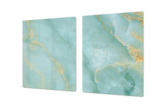 Gigantic Worktop saver and Pastry Board - Tempered GLASS Cutting Board DD21 Marbles 1 Series: Turqouise onyx pattern