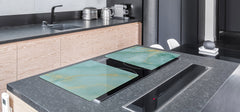 Gigantic Worktop saver and Pastry Board - Tempered GLASS Cutting Board DD21 Marbles 1 Series: Turqouise onyx pattern