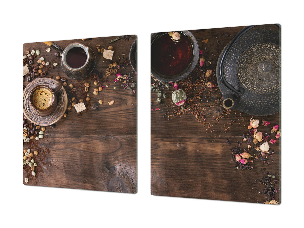 Worktop saver and Pastry Board – Glass Kitchen Board- Coffee series DD07 Teapot with coffee 2