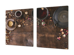 Worktop saver and Pastry Board – Glass Kitchen Board- Coffee series DD07 Teapot with coffee 2