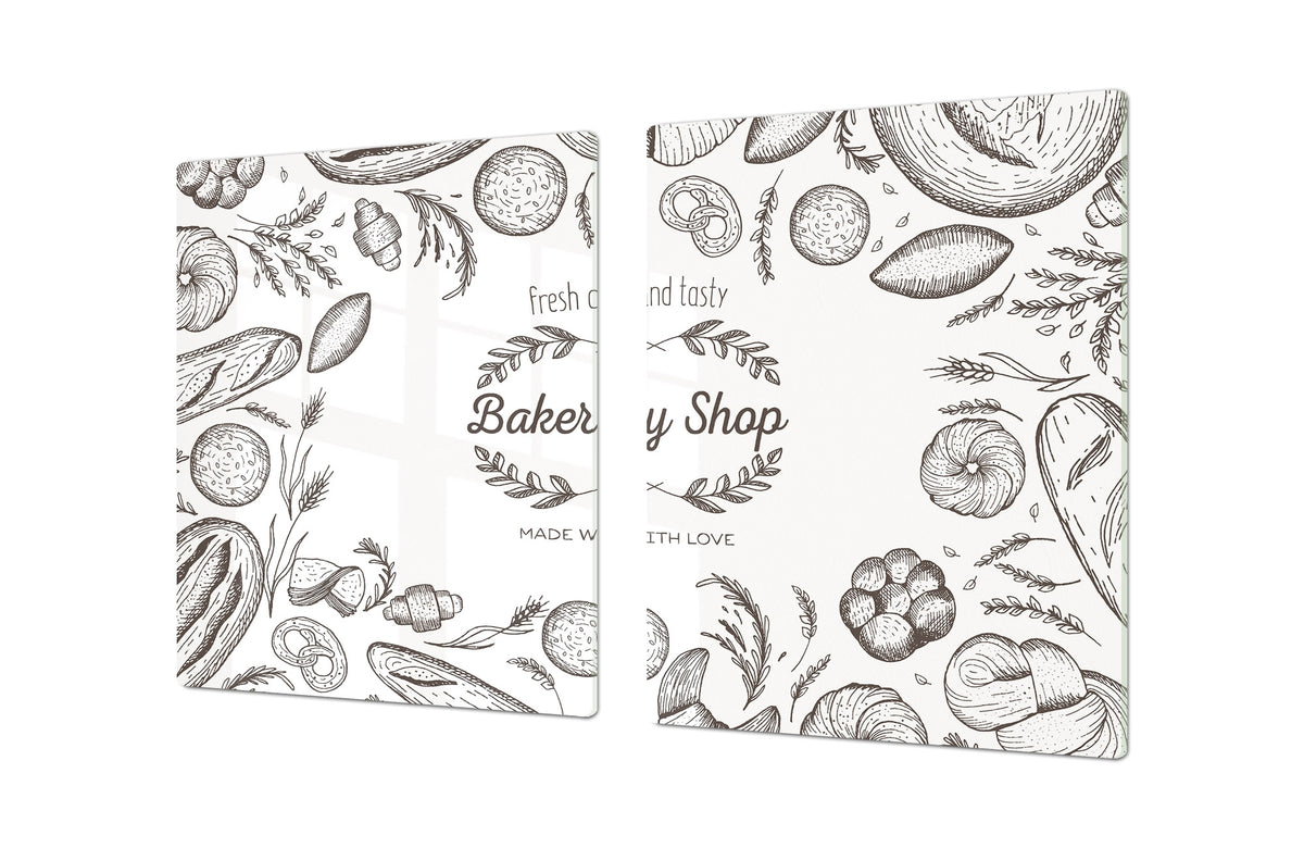 HUGE TEMPERED GLASS CHOPPING BOARD – Bread and flour series DD09 Bakery Shop