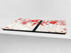 HUGE TEMPERED GLASS COOKTOP COVER - DD30 Christmas Series: Reindeer wreath