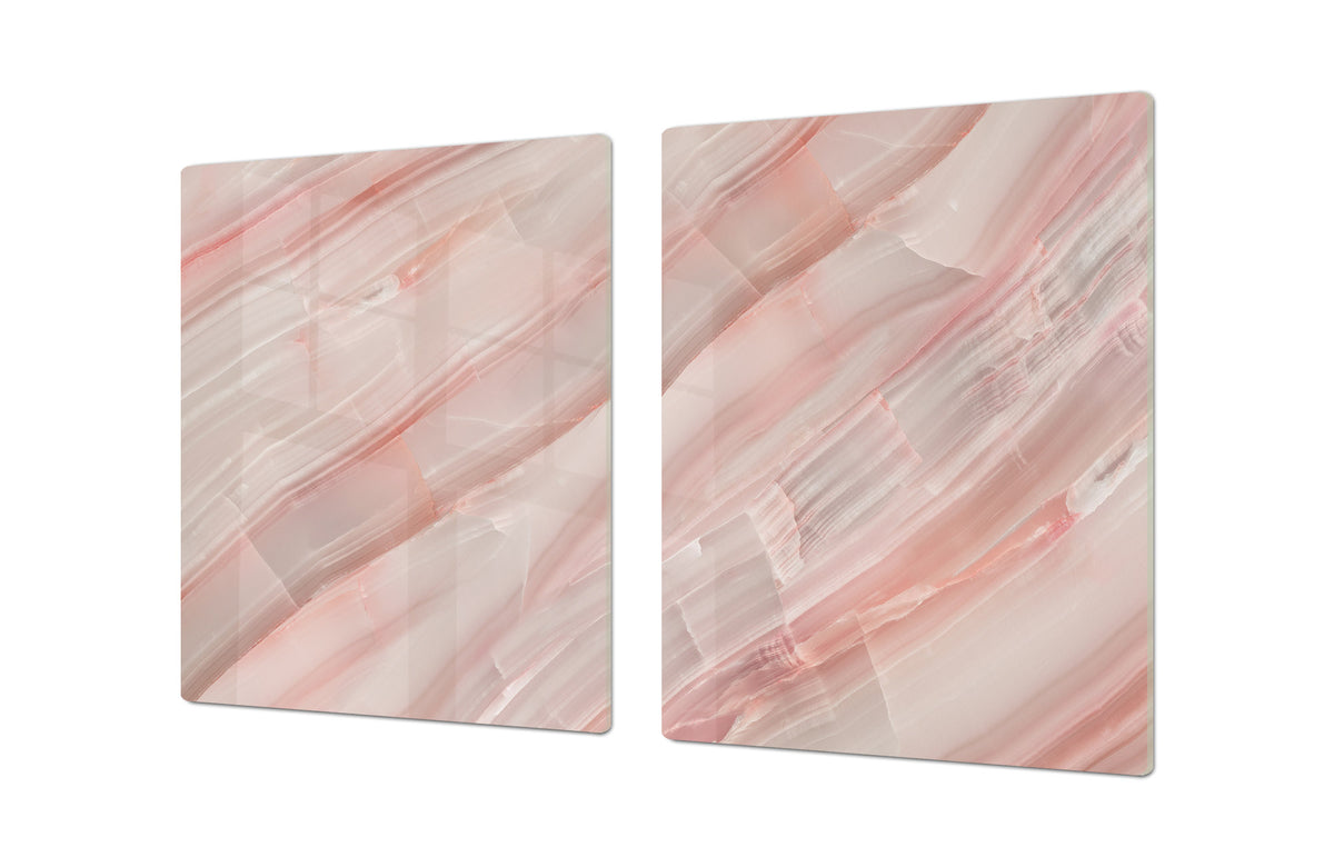 UNIQUE Tempered GLASS Kitchen Board – Impact & Scratch Resistant Cooktop cover DD32 Marbles 2 Series: Carrara pink marble