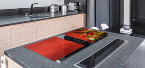 HUGE TEMPERED GLASS COOKTOP COVER - DD30 Christmas Series: Christmas tree in red