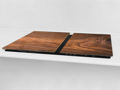 ENORMOUS  Tempered GLASS Chopping Board - Induction Cooktop Cover DD36 Textures and tiles 2 Series: Nutwood pattern