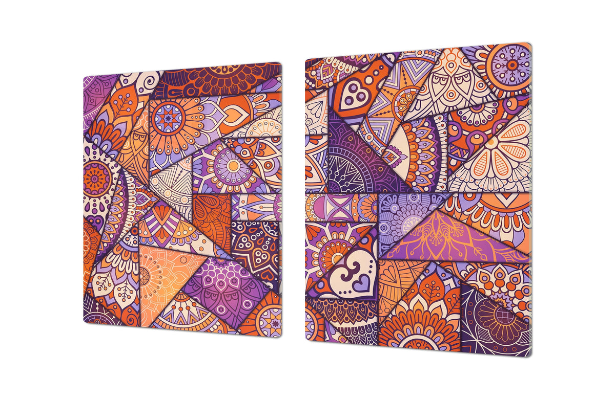 HUGE TEMPERED GLASS CHOPPING BOARD ; Moroccan design Series DD21 Egyptian floral