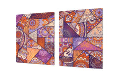 HUGE TEMPERED GLASS CHOPPING BOARD ; Moroccan design Series DD21 Egyptian floral