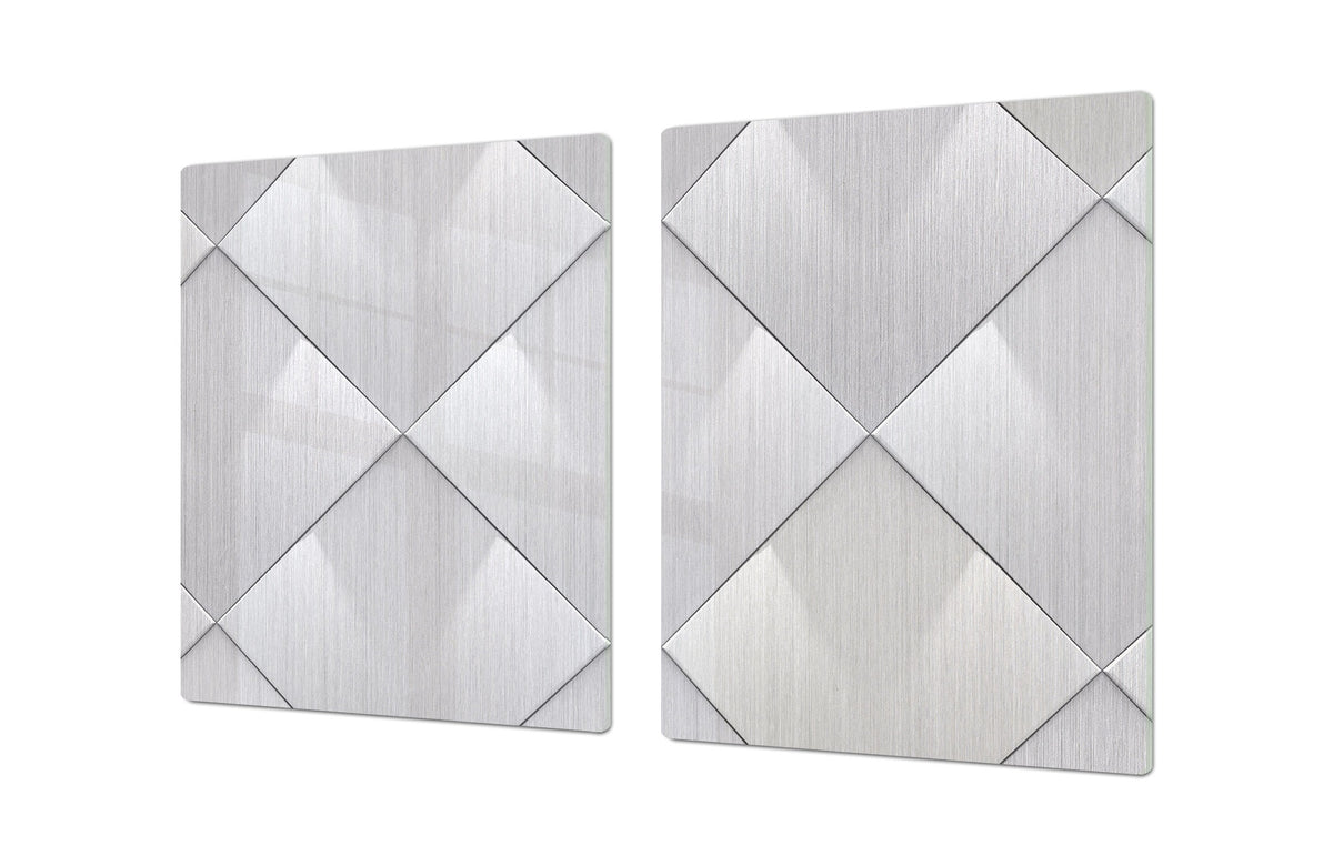 HUGE TEMPERED GLASS COOKTOP COVER – Glass Cutting Board and Worktop Saver – SINGLE: 80 x 52 cm (31,5” x 20,47”); DOUBLE: 40 x 52 cm (15,75” x 20,47”); DD40 Decorative Surfaces Series: Metal tiles
