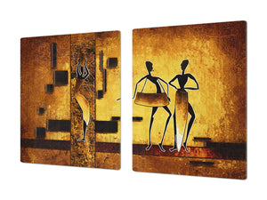 ENORME Tagliere e proteggi-piano di lavoro in vetro resistente; Serie egiziana DD15: Figure egiziane