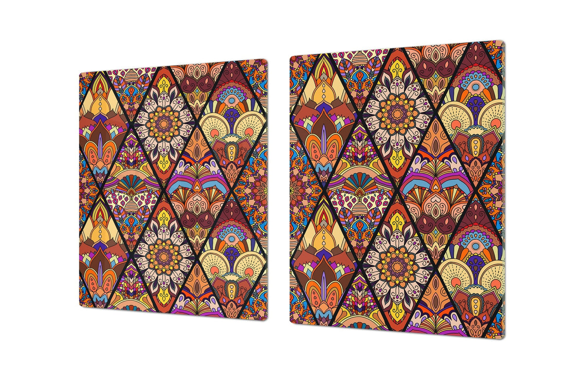 HUGE TEMPERED GLASS CHOPPING BOARD ; Moroccan design Series DD21 Moroccan design