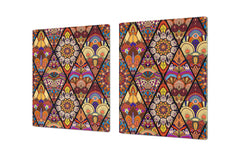 HUGE TEMPERED GLASS CHOPPING BOARD ; Moroccan design Series DD21 Moroccan design