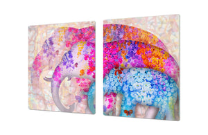 GIGANTIC CUTTING BOARD and Cooktop Cover - Glass Kitchen Board; SINGLE: 80 x 52 cm (31,5” x 20,47”); DOUBLE: 40 x 52 cm (15,75” x 20,47”); DD42 Paintings Series: Beautiful Asian nature