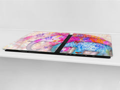 GIGANTIC CUTTING BOARD and Cooktop Cover - Glass Kitchen Board; SINGLE: 80 x 52 cm (31,5” x 20,47”); DOUBLE: 40 x 52 cm (15,75” x 20,47”); DD42 Paintings Series: Beautiful Asian nature