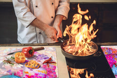 GIGANTIC CUTTING BOARD and Cooktop Cover - Glass Kitchen Board; SINGLE: 80 x 52 cm (31,5” x 20,47”); DOUBLE: 40 x 52 cm (15,75” x 20,47”); DD42 Paintings Series: Beautiful Asian nature
