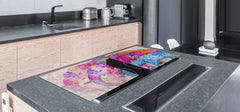 GIGANTIC CUTTING BOARD and Cooktop Cover - Glass Kitchen Board; SINGLE: 80 x 52 cm (31,5” x 20,47”); DOUBLE: 40 x 52 cm (15,75” x 20,47”); DD42 Paintings Series: Beautiful Asian nature