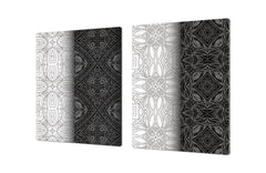 HUGE TEMPERED GLASS CHOPPING BOARD ; Moroccan design Series DD21 Vintage White