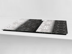 HUGE TEMPERED GLASS CHOPPING BOARD ; Moroccan design Series DD21 Vintage White