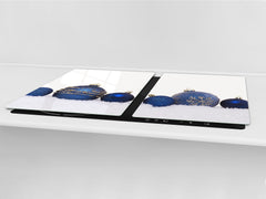 HUGE TEMPERED GLASS COOKTOP COVER - DD30 Christmas Series: Blue Christmas balls