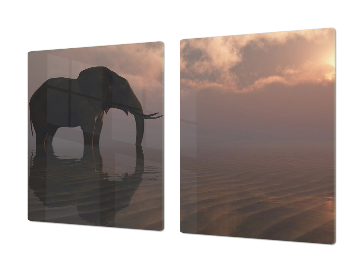 Gigantic Worktop saver and Pastry Board - Tempered GLASS Cutting Board Animals series DD01 Elephant 2